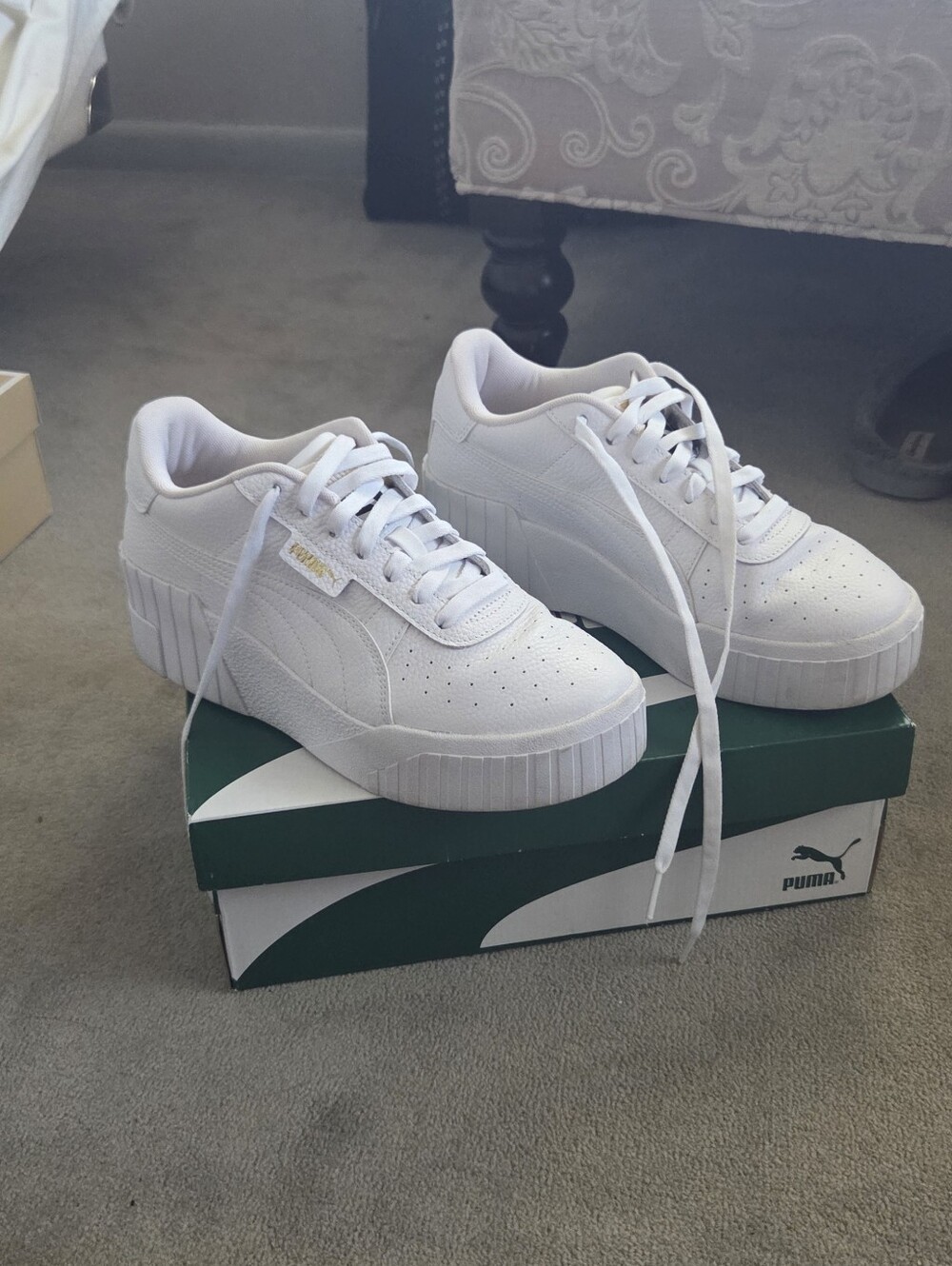 Puma Women’s Cali Wedge Win's White Platform Leather Sneakers